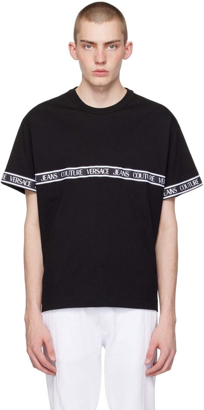 Тениска Versace Jeans Couture Black Webbing T-Shirt Черно | E76GAHC06_ECJ01C, 0