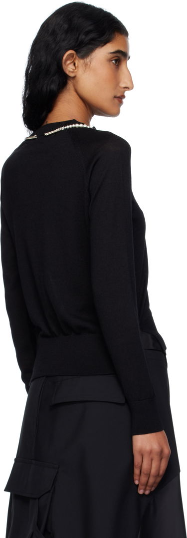 Пуловер Simone Rocha Simone Rocha Pearl & Chain Bow Cardigan Черно | KMK13B 0647, 2