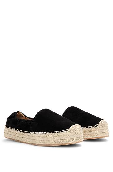 Грижа за обувките BOSS Suede Espadrilles Черно | 50542344, 0