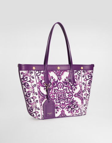 Голяма пазарска чанта Dolce & Gabbana Dolce & Gabbana Atene Majolica Print Shopping Tote Bag Лилаво | BB7826AN220I23TN, 2