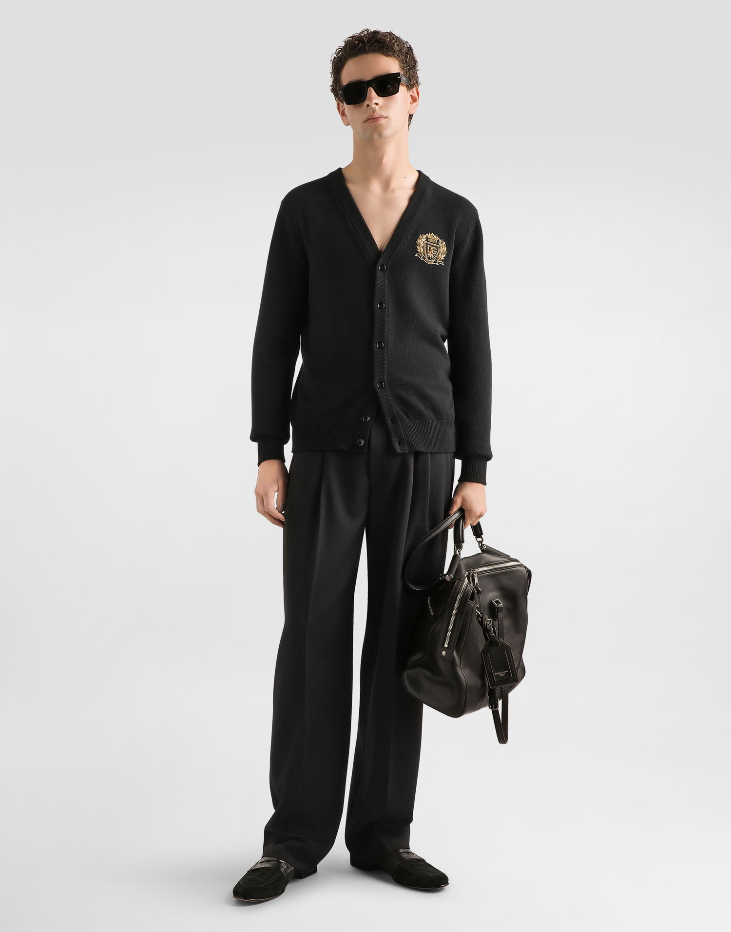 Пуловер Dolce & Gabbana Embroidered Crest Virgin Wool Cardigan Черно | GXV01ZJDVG7N0000, 1