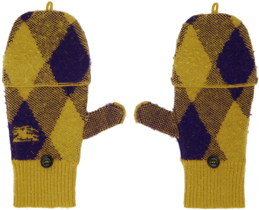 Ръкавици Burberry Argyle Wool Mittens Жълто | 8076834