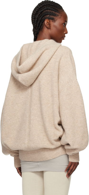 Суитчър Rick Owens Concordians Hun Oversized Knitted Hoodie with Kangaroo Pocket Бежово | RO02E4660 KWP, 2