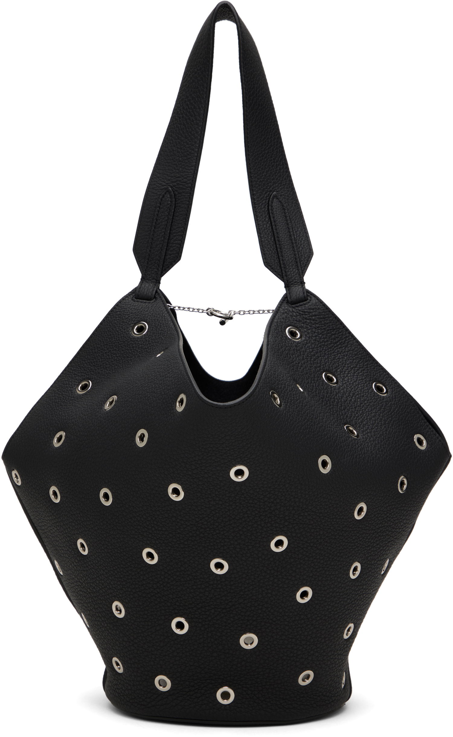 Голяма пазарска чанта Khaite KHAITE Small Lotus Eyelet Tote Черно | H2043-915, 0