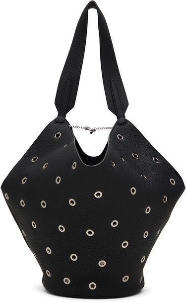 Голяма пазарска чанта Khaite KHAITE Small Lotus Eyelet Tote Черно | H2043-915, 0