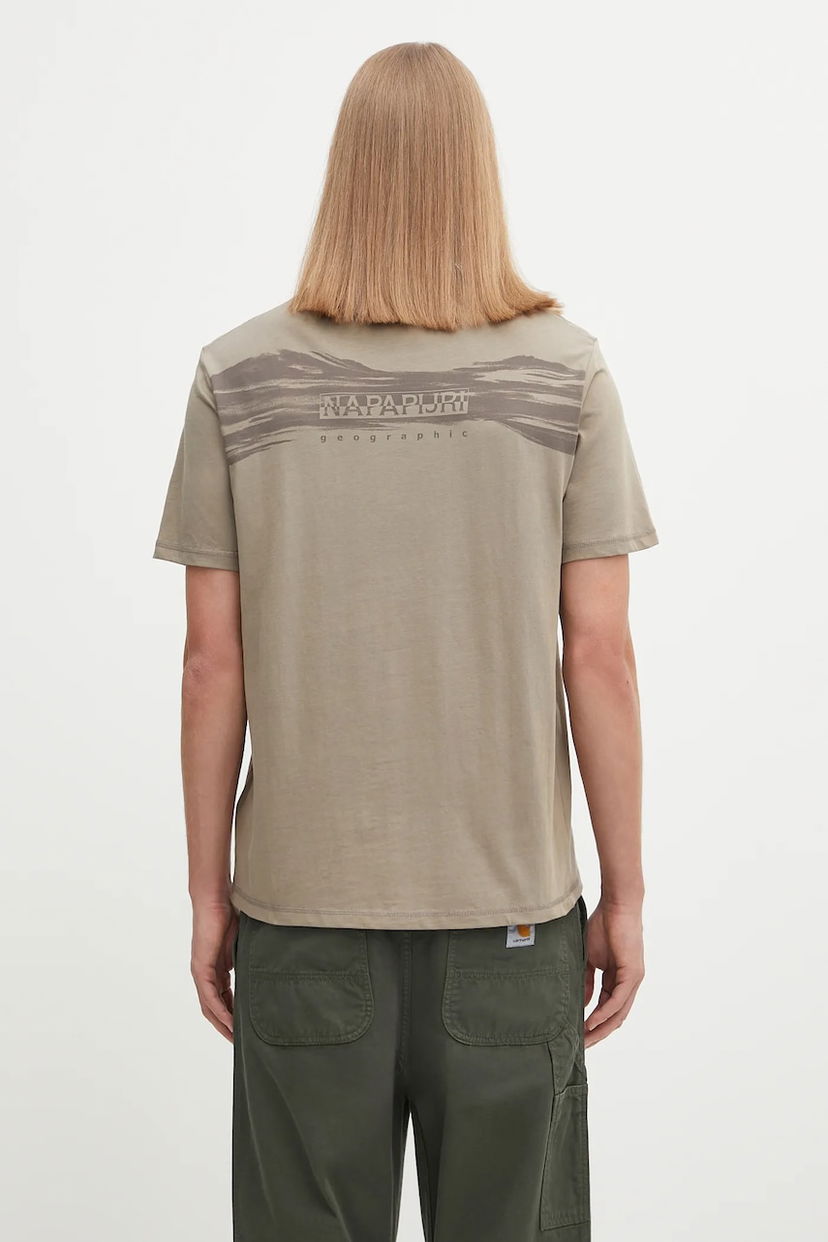 Тениска Napapijri Cotton T-shirt S-Back Graphic Зелено | NP0A88SUN1T1