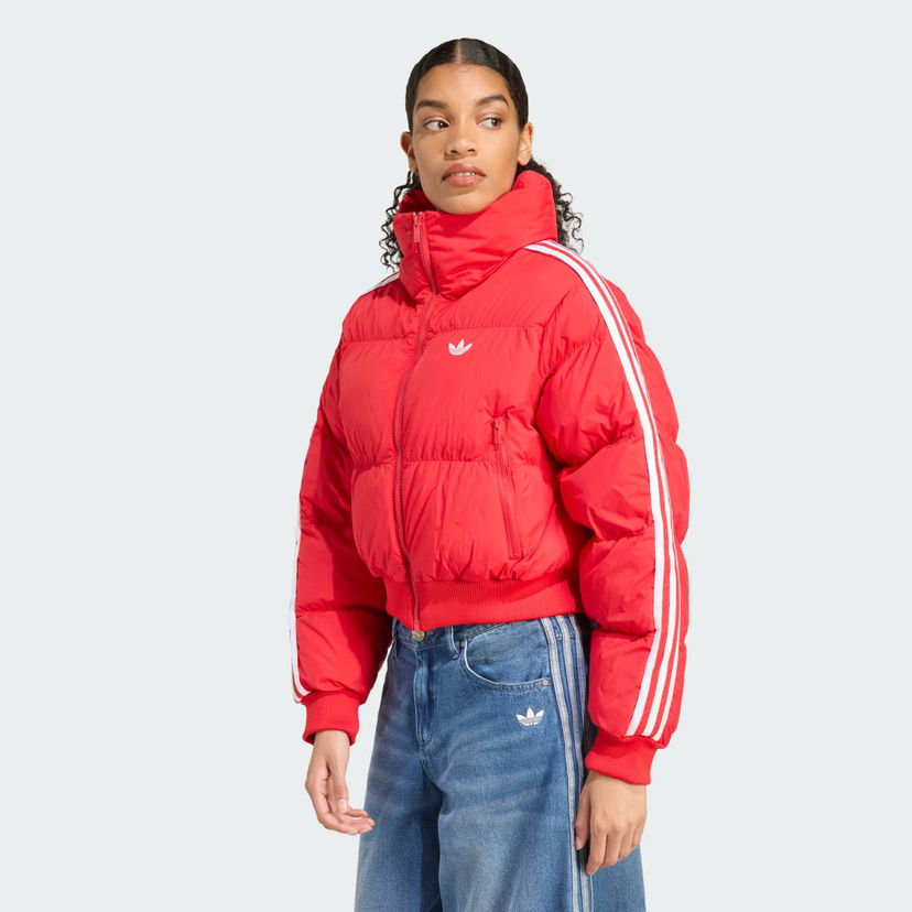 Пухо яке adidas Performance Adicolor Cropped Puffer Jacket Червено | JX2966