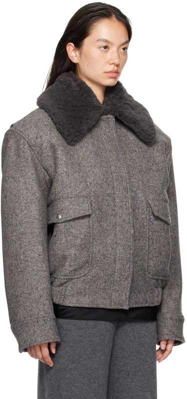 Яке бомбър Stella McCartney Wool Trimmed Jacket Сиво | 6601003EJ670, 1