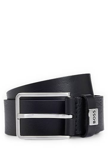 Колани BOSS Italian-leather belt with logo keeper Черно | 50529898
