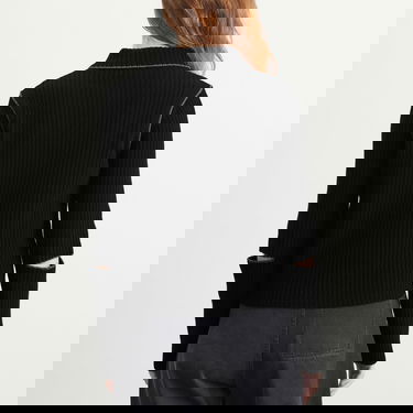 Пуловер YMC Peeka Ribbed Knit Top with Collar and Cut-Out Sleeves Черно | Q8ZML-BLK, 3