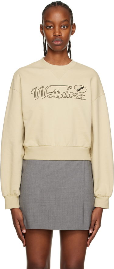 Суитчър We11done Cursive Crop Sweatshirt Бежово | WD-TS3-22-860-W-BG, 0