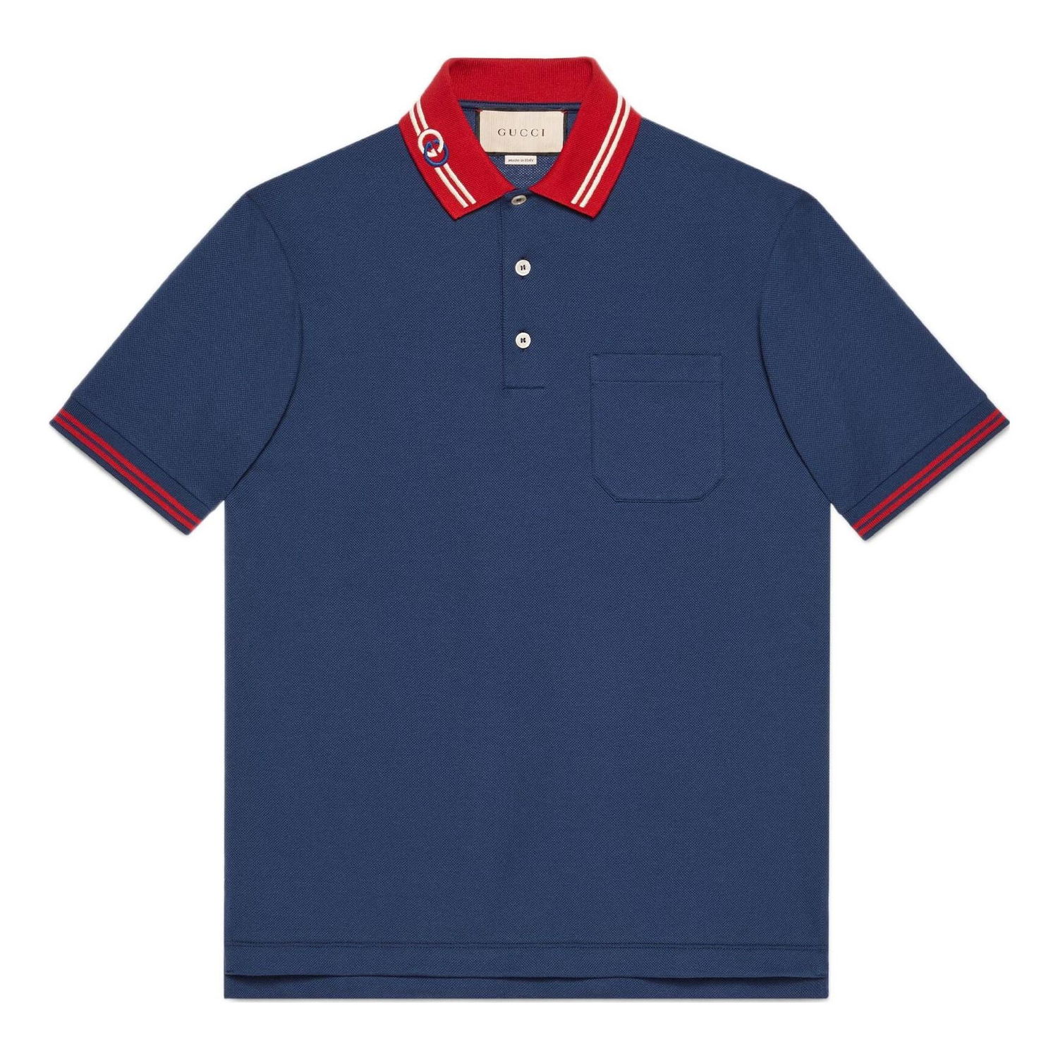 Поло тениска Gucci Interlocking G Cotton Piqué Polo Shirt Синьо | 658067-XJDI2-4714, 0