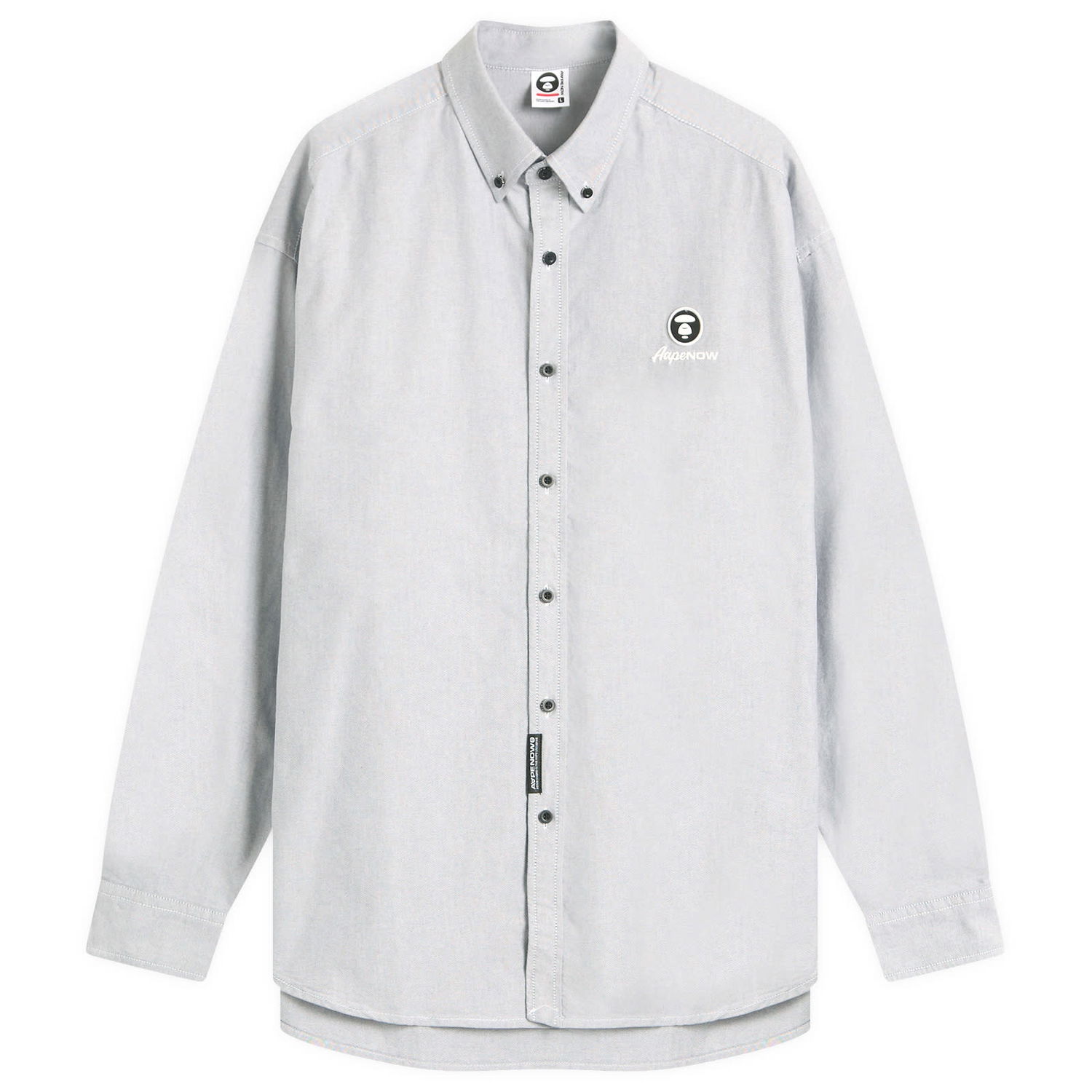 Риза AAPE by A Bathing Ape AAPE Now Solid Oxford Shirt, Size Large Сиво | AAPSTM8512XX-BLK, 1