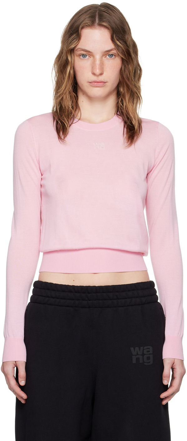 Пуловер Alexander Wang Embossed Logo Slim Fit Sweater Розово | 4KC3241038, 0