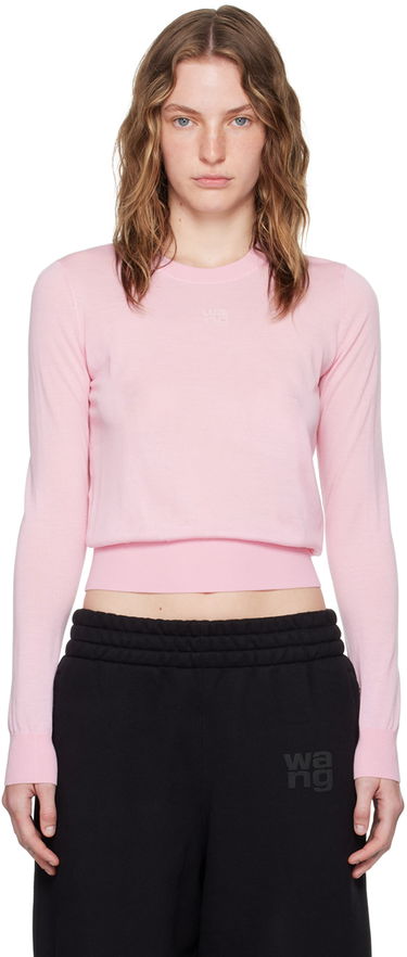 Пуловер Alexander Wang Embossed Logo Slim Fit Sweater Розово | 4KC3241038, 0