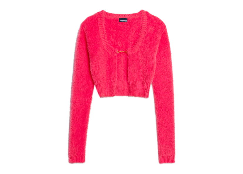 Пуловер Jacquemus La Maille Neve Manches Longues Fluffy Charm Logo Cardigan Розово | 223KN010-2380-450