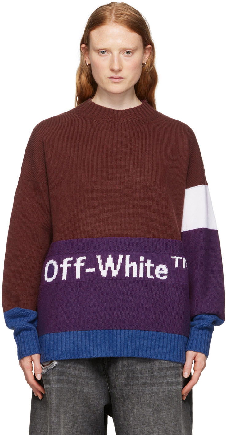 Пуловер Off-White Colorblocked Sweater Кафяво | OMHE048F22KNI0012801