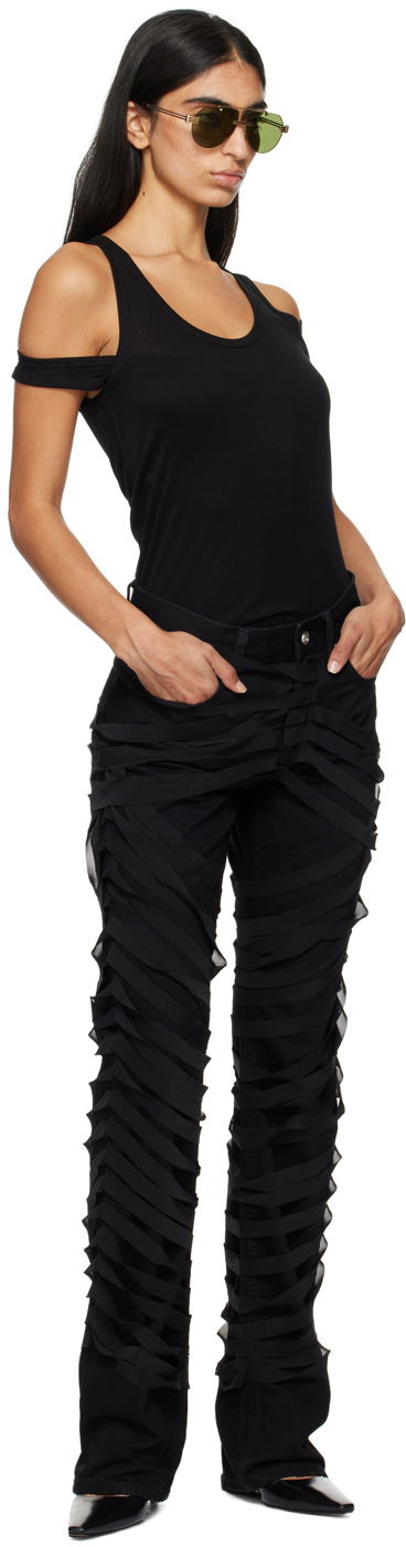Дънки Helmut Lang Ribbons Decorated Worker Pants Черно | O06DW201, 3