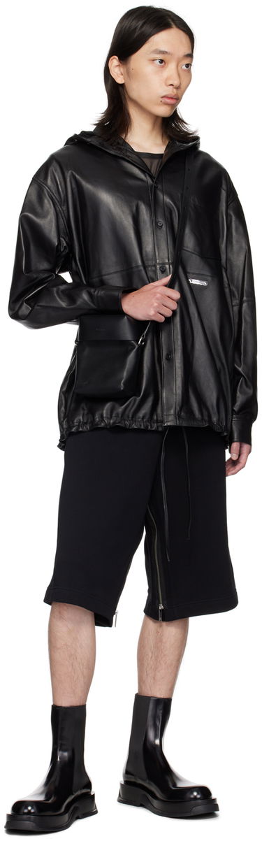 Яке Helmut Lang Hooded Leather Shirt Jacket Черно | O05HM595, 3