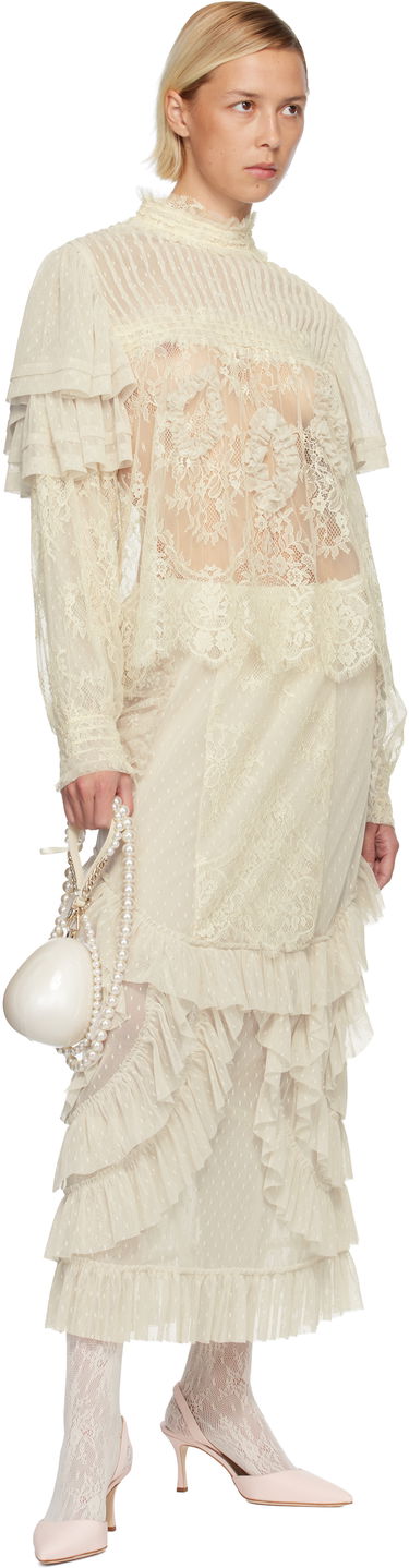 Пола Anna Sui Anna Sui Ruffle Lace Dotted Tulle Maxi Skirt Бежово | 725N10, 3