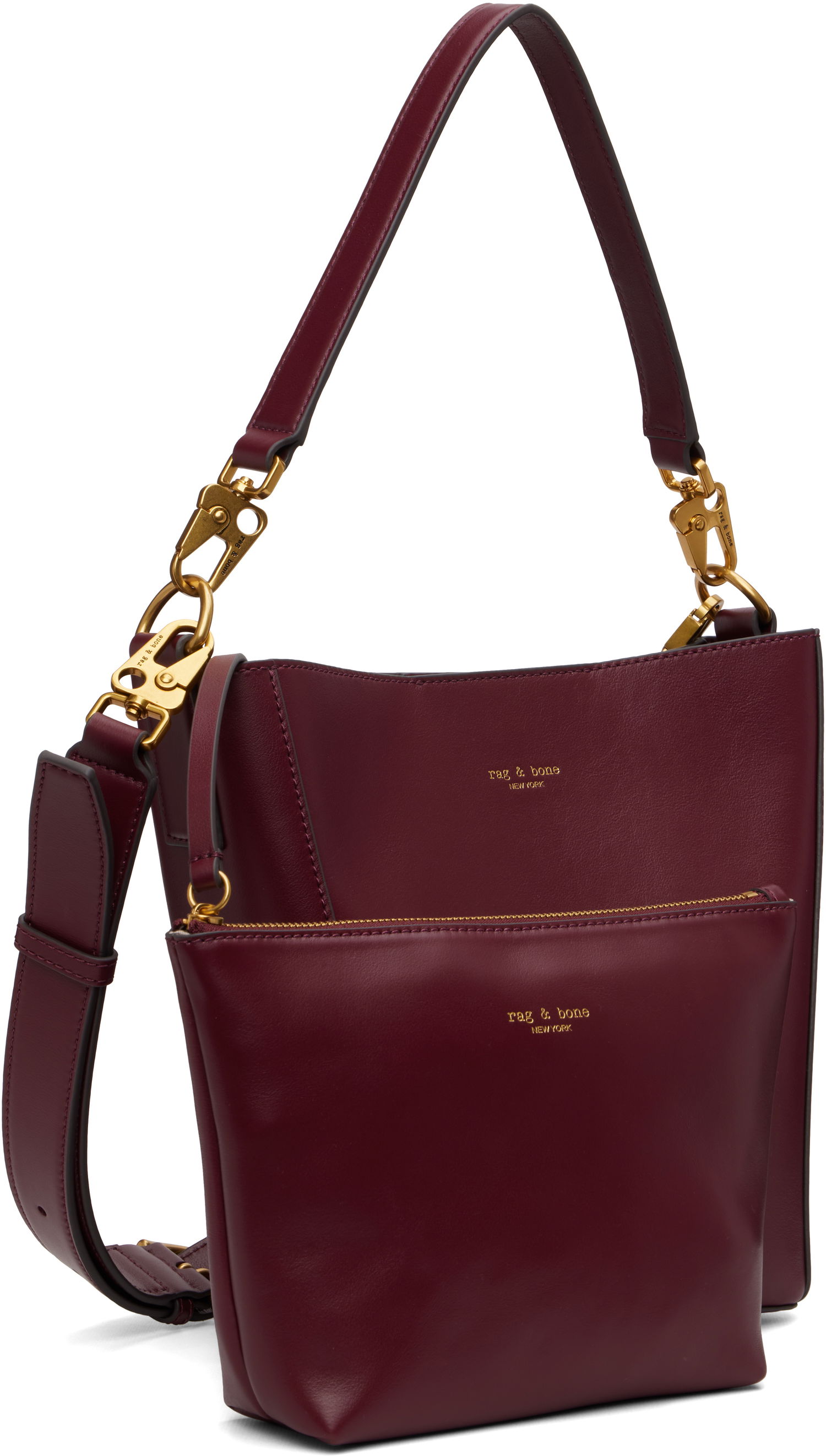 Дамска чанта rag & bone Rag & Bone Parker Leather Bucket Bag Бургунди | LE101313, 1