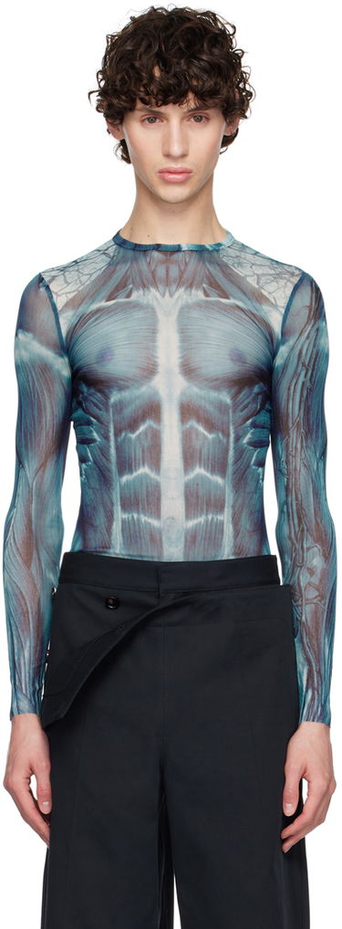 боди Jean Paul Gaultier Jean Paul Gaultier 'The Écorché' Long Sleeve T-Shirt Синьо | 24/30-F-TO210-T554-505601, 0
