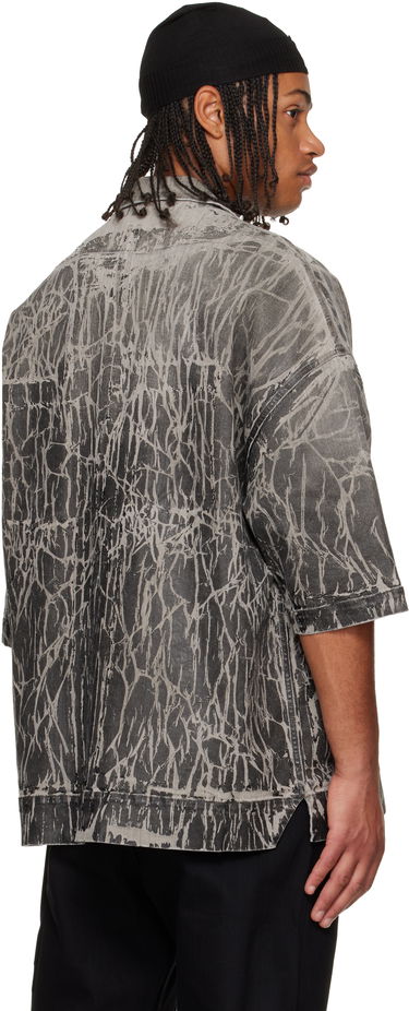Риза Rick Owens DRKSHDW Concordians Magnum Tommy Short-Sleeve Patterned Denim Shirt Сиво | DU02E7294 SDWF, 2