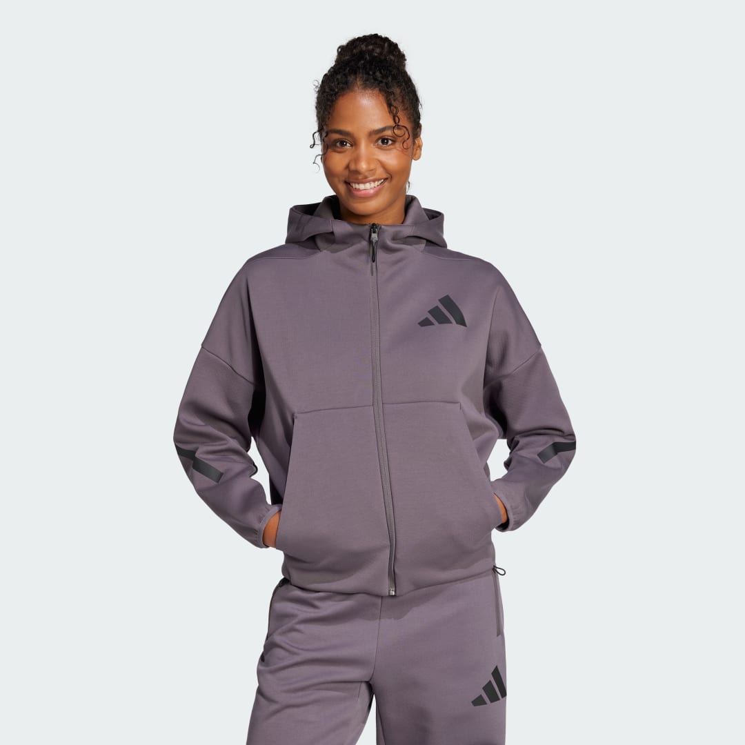 Суитчър adidas Performance Z.N.E. Full-Zip Training Hoodie Лилаво | JD5985, 0