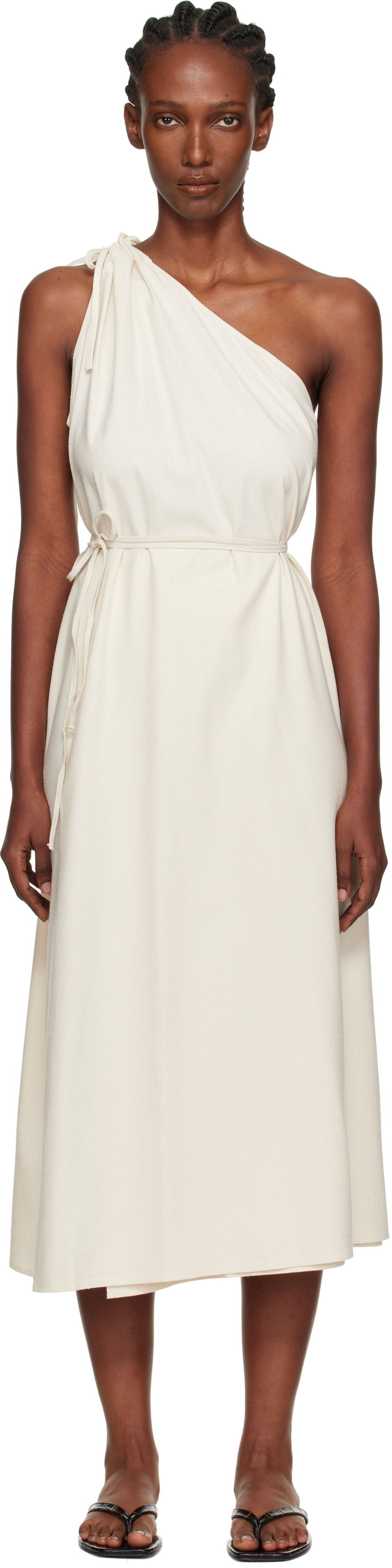 Pокля Baserange Baserange View One-Shoulder Midi Dress Бяло | DRVI-WS-AU25