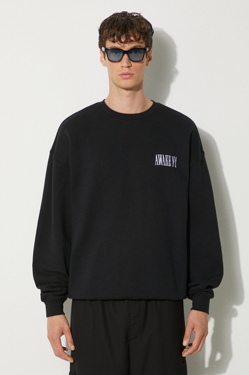 Суитчър Awake NY Awake NY Awake Crewneck Cotton Sweatshirt with Logo Черно | SP24.CN002, 0