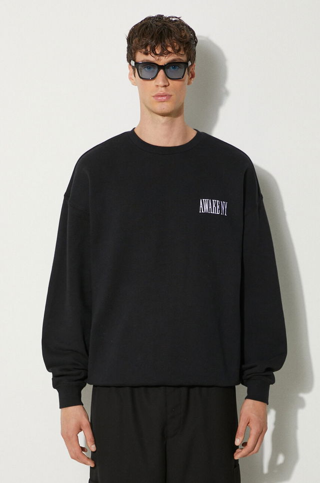 Awake NY Awake Crewneck Cotton Sweatshirt with Logo