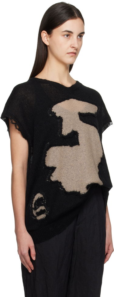 Пуловер Maison Margiela MM6 Maison Margiela Abstract Distressed Knit Top Черно | S52HN0008 M13088, 1
