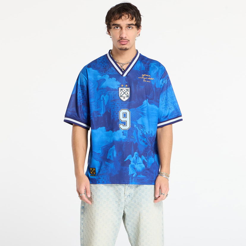 Фланелка Off-White World Paint Soccer S/S Tee Синьо | OMAD00SF25JER0034610