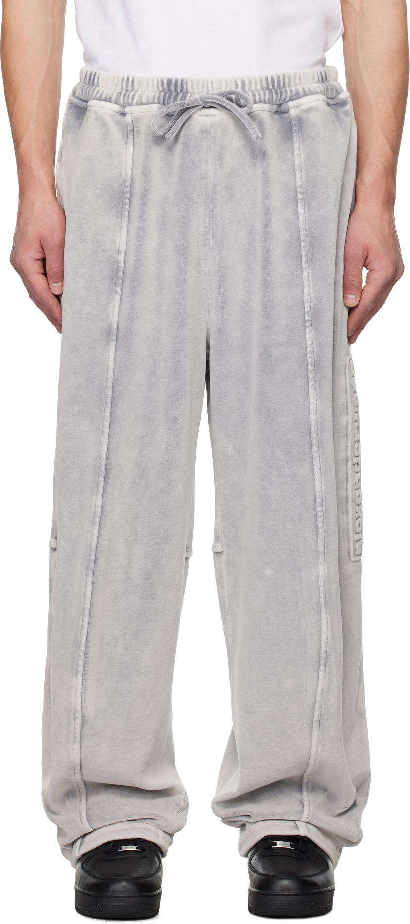 Спортни панталони Alexander Wang Embossed Logo Sweatpants Сиво | UCC4244106