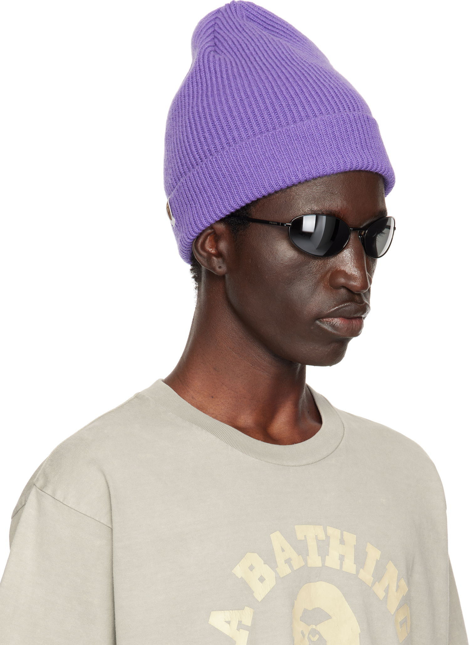 Шапка BAPE BAPE One Point Knit Beanie Лилаво | 001HTK801304M, 1