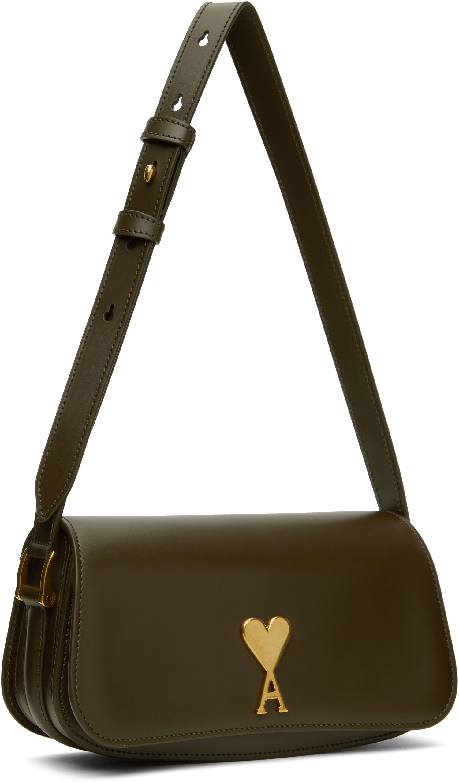 Дамска чанта AMI AMI Paris Leather Shoulder Bag Зелено | ULL018.AL0104, 1