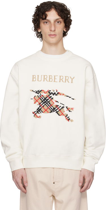 Суитчър Burberry Burberry Intarsia EKD Sweatshirt Бяло | 8110547, 0