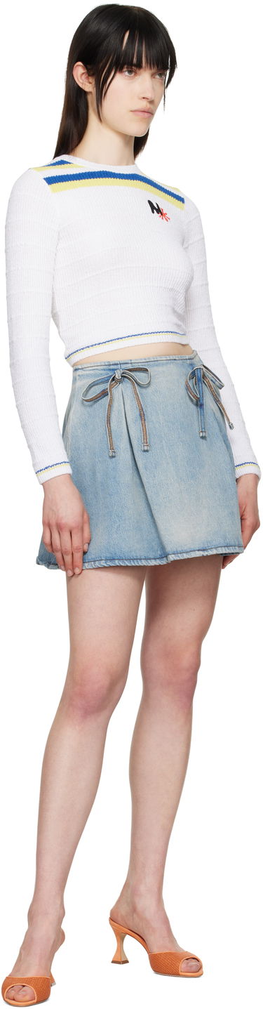 Пола MSGM MSGM Bow Accent Denim Miniskirt Синьо | 3841MDD231L 257275, 3