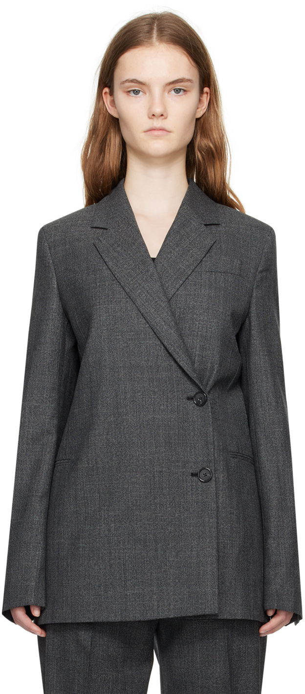 Яке TOTEME TOTEME Off-Center Wrap Blazer Сиво | 242-WRZ1916-FB0110, 0