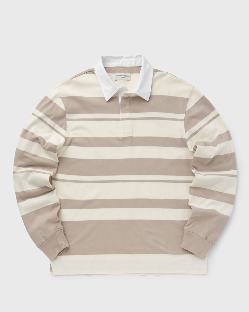 Пуловер Officine Générale RYKER POLO STRIPED ORGANIC CO Бежово | S24MSWT251