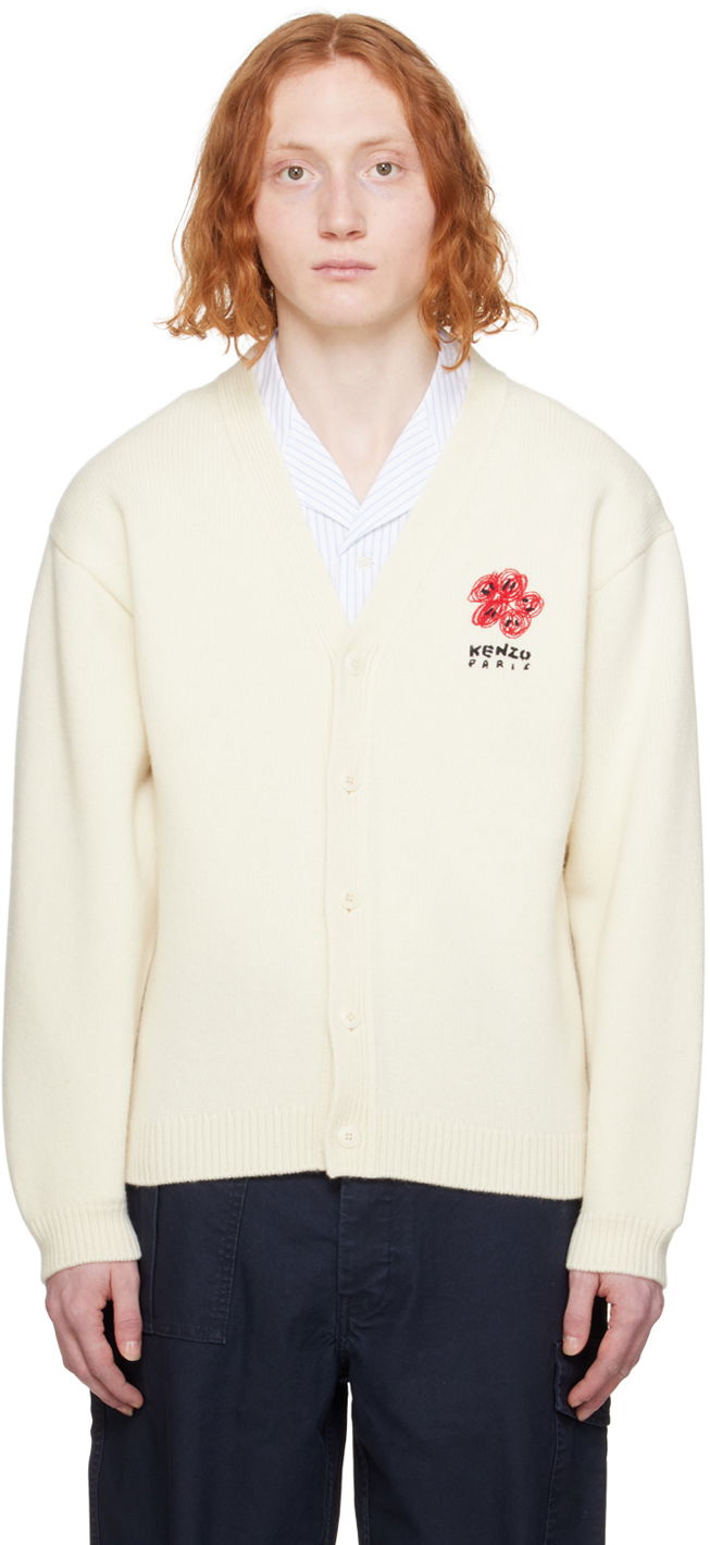 Пуловер KENZO Drawn Varsity Cardigan Бяло | FE58CA0063BF