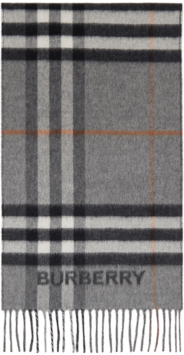 Contrast Check Scarf Gray