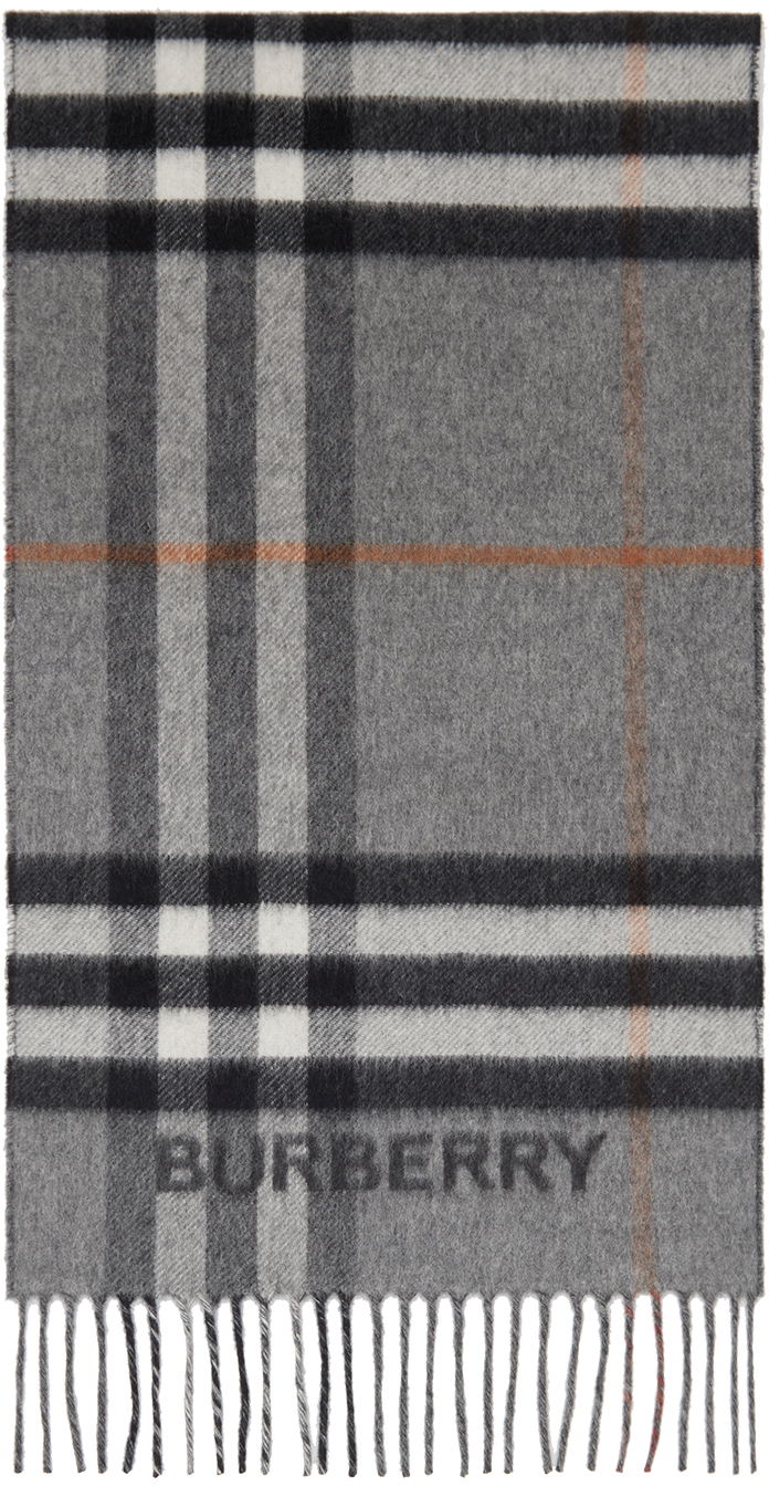 Шал Burberry Contrast Check Scarf Gray Сиво | 8059277