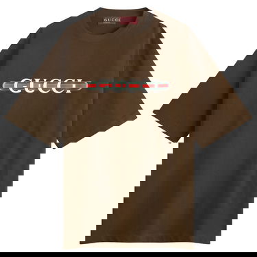 Тениска Gucci Men's Interlocking Logo Heavy Cotton T-Shirt Size Large Кафяво | 798115-XJHDG-2240, 1