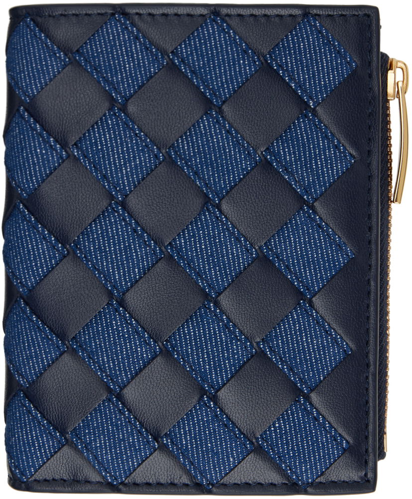 Портфейл Bottega Veneta Intrecciato Small Bi-Fold Wallet Тъмно синьо | 797006 V48V3