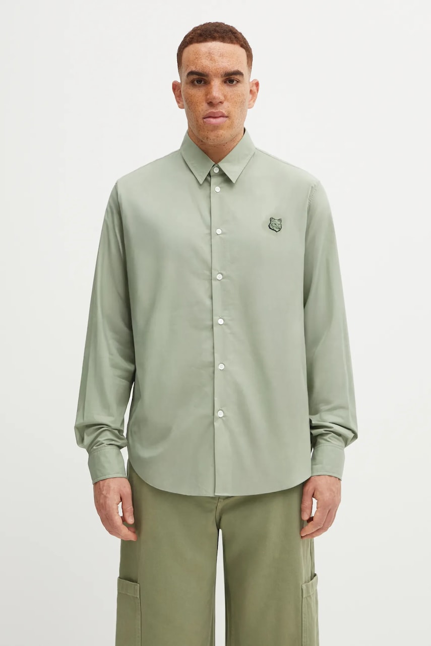 Риза MAISON KITSUNÉ Bold Fox Head Relaxed Classic Collar Shirt Зелено | MM00403WC5042, 0