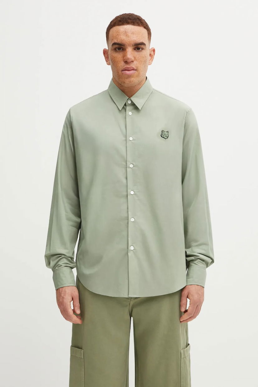 Риза MAISON KITSUNÉ Bold Fox Head Relaxed Classic Collar Shirt Зелено | MM00403WC5042