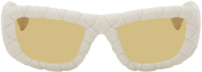 Слънчеви очила Bottega Veneta Intrecciato Round Acetate Sunglasses Бяло | BV1303S, 0