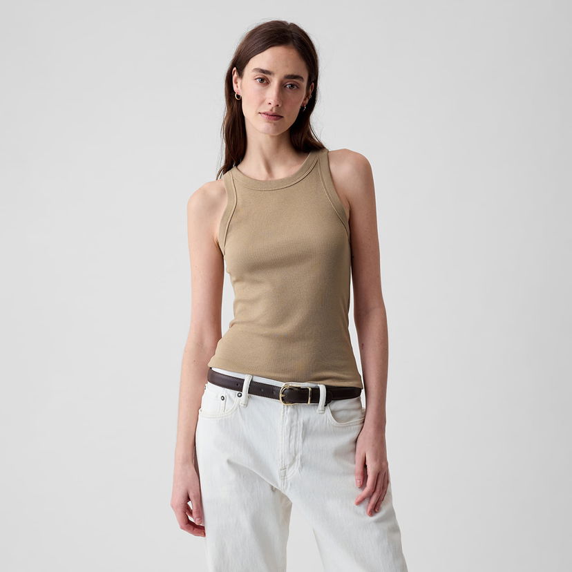 Потник GAP Modal Rib Halter Iconic Khaki Зелено | 878220-04