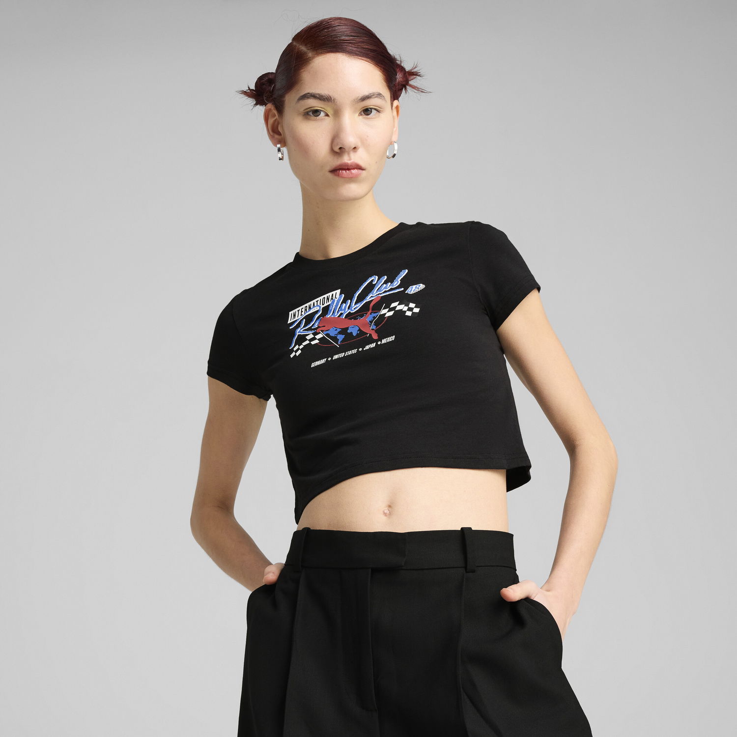 Съкратен топ Puma Graphics Moto Baby Tee Черно | 631502_01, 0